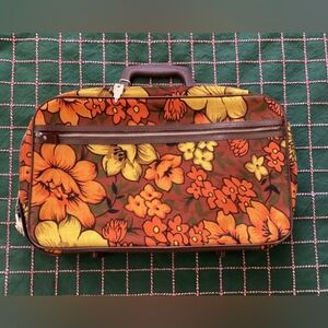 Vintage MCM Bantam Travelware Suitcase Floral Canvas Working Key Lock